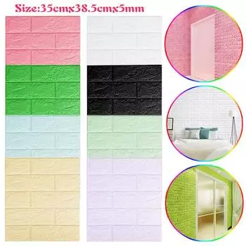 10 цветов для гостиной, водонепроницаемые 3D наклейки на стену, самоклеящиеся обои с имитацией кирпича, настенное искусство белый