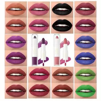 10 цветов, двусторонняя бархатная матовая помада, глазурь для губ, высокопигментированные помады, чашка с антипригарным покрытием, стойкий блеск для губ, макияж для губ 01#