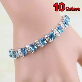 10 цветов мистический цирконий браслеты-подвески красочный кристалл цепочка для женщин модные украшения зелёный