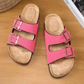 10 цветов, мюли, пряжка, кожа, пробка, елочка, тапочки для мужчин, женщин, пары, ретро, летние тапочки, модные повседневные пляжные сандалии 36