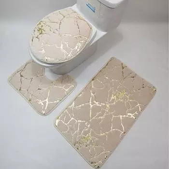 10 цветов, нескользящий, 3 шт./компл., коврик для унитаза, быстросохнущий полиэстер, мрамор, крышка для унитаза, коврик для ванной комнаты 3 piece set темно-серого