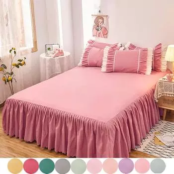 10 цветов, однотонная юбка-кровать, покрывало, юбка, одинарный пылезащитный чехол, нескользящее покрывало, группа кроватей без наволочки Pillowcases зелёный