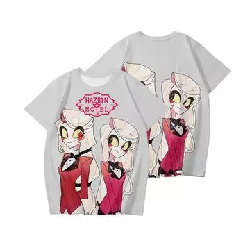 10 цветов, забавная футболка с рисунком «Hazbin Hotel», крутая мужская футболка с круглым вырезом, повседневная унисекс, уличная одежда, модная футболка в стиле аниме, Camisetas Ropa Hombre XS серый