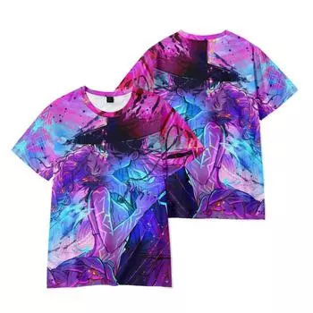 10 цветов Забавная мультяшная футболка K-Pop «Охотники на демонов» Крутая мужская футболка с круглым вырезом Повседневная унисекс уличная одежда Аниме модная футболка XS фиолетовый