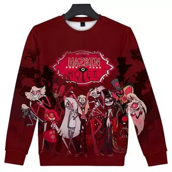 10 цветов, женские и мужские толстовки с принтом Hazbin Hotel Hazbin Hotel, толстовки с круглым вырезом, мужской пуловер для путешествий, мужской топ, уличная одежда, спортивный костюм на открытом воздухе XS красный