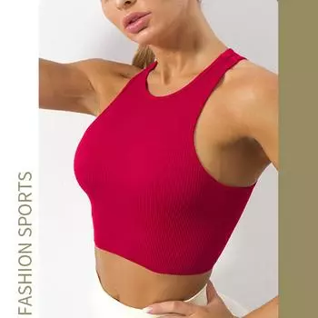 10 цветов, женский укороченный топ, бесшовная повседневная уличная одежда, белый бюстгальтер в рубчик, топ без рукавов, летняя майка, плотная вязаная футболка, женские топы M красный