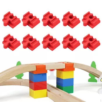 10 деревянных рельс для игрушечных поездов красный