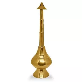 10-дюймовая латунная бутылка Гулаб Паш для Гангаджала, бутылка Гулаб Дани для Пуджи, декоративный элемент - 30,48 см (Латунь, Золото)