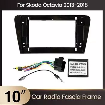 10-дюймовая рамка автомобильного радиоприемника для Skoda Octavia 2013 2014 2015 2016 2017 2018 стерео BT плеер рамка плата адаптер монтажный комплект Android чёрный
