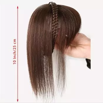 10-дюймовая женская плетеная повязка на голову из синтетических волос, заколки для волос, накладные волосы на заколках, виглеты с челкой, заплетенные в косу волосы