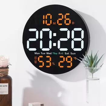 10-дюймовые электронные светодиодные часы с дисплеем влажности, температуры и даты, двойной будильник, беспроводной интеллектуальный термометр, гигрометр, украшение дома синий