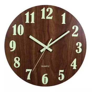 10-дюймовые светящиеся настенные часы из дерева, бесшумный свет в темную ночь, скандинавские модные настенные часы, не тикающие часы с ночником 10inches