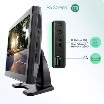 10-дюймовый 4-канальный сплит-IPS сенсорный экран автомобильный MP5 DVR рекордер монитор с AHD 1080P камерой видеорегистратора для грузовика/прицепа/автобуса/пикапа without TF card