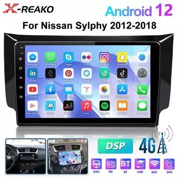10-дюймовый экран автомобильного радио для NISSAN SYLPHY Sentra 2012 2013 2014 2015-2018 стереосистема Android Auto Apple Carplay WIFI 4G 8Core GPS DSP 8 core 4GB+64GB
