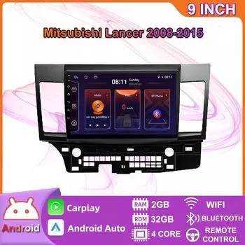10-дюймовый Android Carplay для Mitsubishi Lancer 2008-2015, автомобильный радиоприемник, мультимедийный видеоплеер, GPS-навигация, WIFI, 2 + 32 ГБ 2+32GB