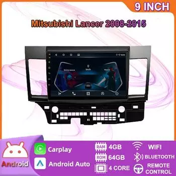 10-дюймовый Android Carplay для Mitsubishi Lancer 2008-2015, автомобильный радиоприемник, мультимедийный видеоплеер, GPS-навигация, WIFI, 4 + 64 ГБ 2+32GB