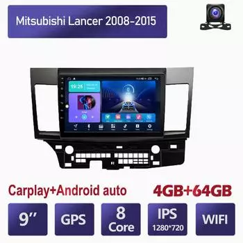 10-дюймовый Android Carplay для Mitsubishi Lancer 2008-2015, автомобильный радиоприемник, мультимедийный видеоплеер, GPS-навигация, WIFI, 4 + 64 ГБ 2+32GB