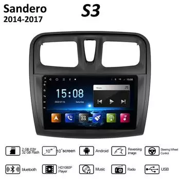 10-дюймовый Android Carplay для Renault Logan Sandero 2014-2017, автомобильный радиоприемник, мультимедийный видеоплеер, GPS-навигация, WIFI, 2 + 32 ГБ 1+16GB