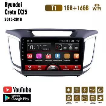 10-дюймовый Android для Hyundai Creta Ix25 2015-2018 автомобильный радиоприемник мультимедийный видеоплеер GPS-навигация WIFI 1 + 16 ГБ