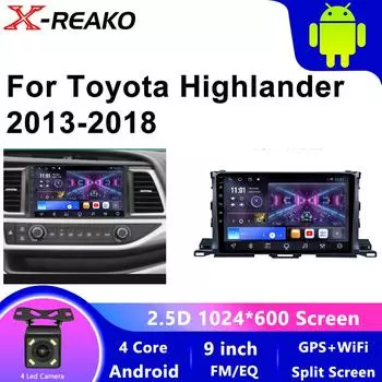 10-дюймовый автомобильный мультимедийный аудиоплеер Android Carplay для Toyota Highlander 3 XU50 2013 2014 2015 2016 - 2018 GPS-навигатор головное устройство 4 core 1GB+32GB carplay