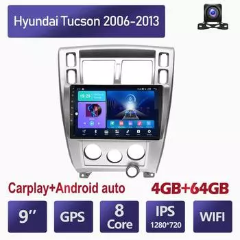 10-дюймовый автомобильный радиоприемник на базе Android Carplay для Hyundai Tucson 2006-2013, автомобильный мультимедийный видеоплеер, GPS-навигация, WIFI, 4 + 64 ГБ 2+32GB