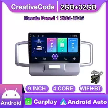 10-дюймовый автомобильный радиоприемник на базе Android Carplay для Honda Freed 1 2008-2016, автомобильный мультимедийный видеоплеер, GPS-навигация, WIFI, 2 + 32 ГБ 1+16GB