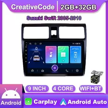 10-дюймовый автомобильный радиоприемник на базе Android Carplay для Suzuki Swift 2005-2010, автомобильный мультимедийный видеоплеер, GPS-навигация, WIFI, 2 + 32 ГБ 1+16GB