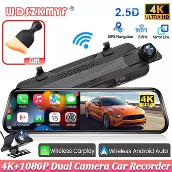 10-дюймовый автомобильный видеорегистратор беспроводной Carplay Android Auto мультимедиа 4K видеорегистратор автомобильное радио для выдвижного сенсорного экрана автомобильные аксессуары NONE