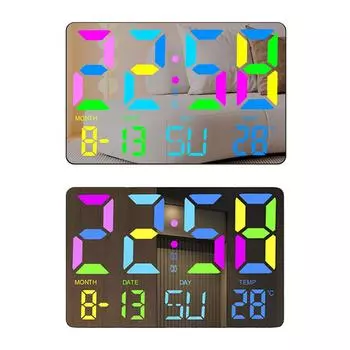10-дюймовый цифровой будильник, 5 уровней яркости, настенные часы с большим дисплеем и датой, температурой, памятью потери мощности для домашнего офиса, школы чёрный
