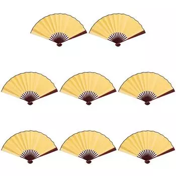 10-дюймовый складной веер из шелковой ткани DIY веер для рисования свадебное украшение дома (желтый)