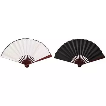 10-дюймовый складной веер из шелковой ткани DIY веер для рисования свадебное украшение дома (белый)