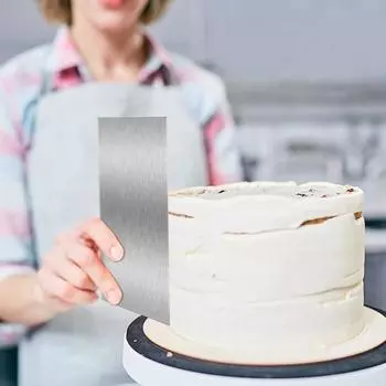 10-дюймовый скребок для торта из нержавеющей стали, шпатель для масла, разглаживающий металлический скребок для крема, легко чистящийся инструмент для торта, резак для кондитерских изделий для глазури мусса 10Inch