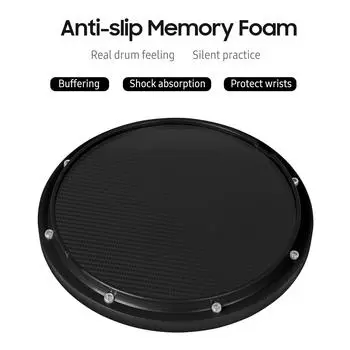 10-дюймовый тренировочный коврик для барабанов, бесшумный тренировочный коврик для барабанов, углеродное волокно, тупой барабан, перкуссионный аксессуар для чёрный