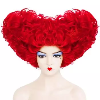 10-дюймовый вьющийся красный женский костюм в форме сердца для косплея, парик для Хэллоуина, Рождественской школы, Дня благодарения 10inches красный