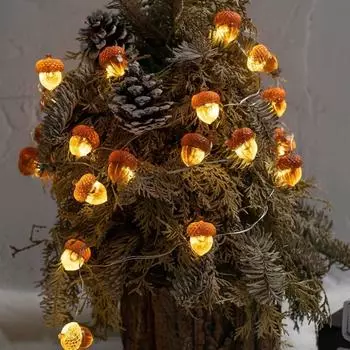 10 футов, 30 светодиодов, праздничное освещение, гайки, гирлянды, внутреннее и наружное водонепроницаемое освещение, 8 функций с батарейным отсеком с дистанционным управлением One Size жёлтый