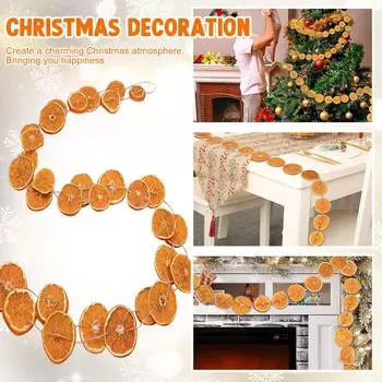 10-футовая гирлянда из апельсиновых долек на рождественскую елку, деревенская гирлянда, гирлянда из сушеных апельсиновых долек, подвесная гирлянда, рождественский декор для дома
