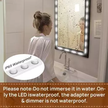 10-футовый модуль освещения туалетного столика для макияжа, самоклеющееся зеркало для макияжа, светильник с регулируемой яркостью, трехцветный зеркальный светильник белый