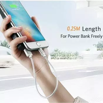 10-футовый нейлоновый плетеный шнур для зарядки телефона — прочная и быстрая зарядка для iPhone, Type-C и Micro USB 0.25m for Android розового золота