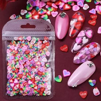 10 г День святого Валентина Сердце для ногтей Шарм Любовь полимеризованная глина ломтик украшения ногтей Аксессуары для Дня святого Валентина DIY Дизайн ногтей