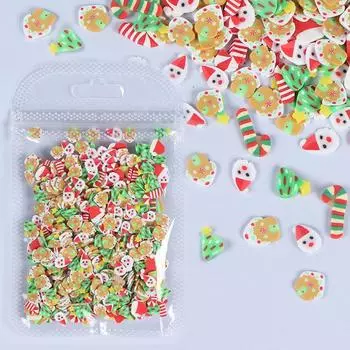 10 г микс рождественские украшения нейл-арт подвески полимерная мягкая глина слайс маникюр кавайные аксессуары на год as the picture