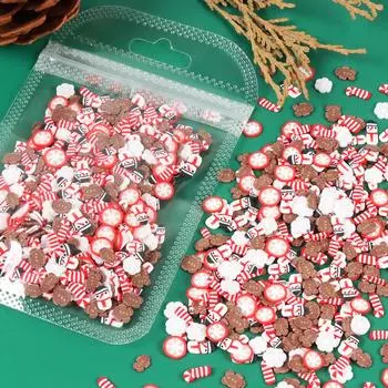 10 г Санта-Имбирная кукла для дизайна ногтей, очаровательные чешуйки, рождественские украшения, 3D кусочки глины, принадлежности для маникюра для гелевых ногтей, аксессуары Kawaii