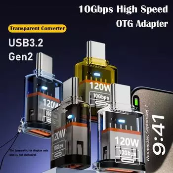 10 Гбит/с Type-C в USB-A конвертер Индикатор OTG адаптер USB-C удлинитель ноутбук/мобильный телефон чёрный