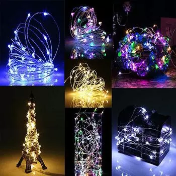 10 гирлянд из медной проволоки, гирлянда на батарейках, 1 м 2 м, сказочный рождественский декор для вечеринки