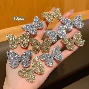 10 gold and silver butterfly hair clips are fashionable, sweet, and cute hair accessories suitable for daily use