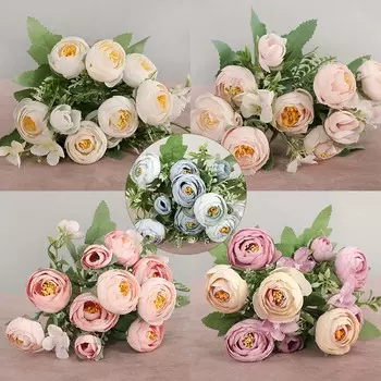 10 головок искусственных цветов, искусственные шелковые чайные розы, искусственные цветы, букет невесты, домашний декор для вечеринки и свадьбы, 30 см, цветочная композиция
