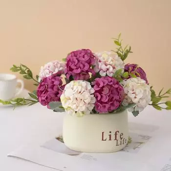 10 головок искусственных шелковых гортензий, букет цветов, свадебная вечеринка, украшение стола, белый свадебный букет синий