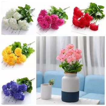 10 Heads Fake Flower Lifelike Artificial Bouquet Artificial Chrysanthemum Flowers Home Decoration жёлтый