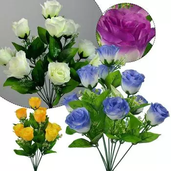 10-Heads Rose Silk Artificial Flowers Bouquet Bud Fake Flowers Bridal Bouquet Flowers For Wedding Party Home Decoration жёлтый
