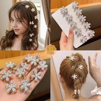10 imitation pearl small hair clips, fashionable and sweet style hair accessories suitable for daily use