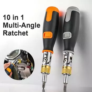 10 In 1 Portable Ratchet Screwdriver Hidden Screwdriver Head Multi Angle Corner Capable Multifunctional Screwdriver Set серый